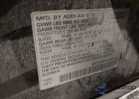 2018 Audi Q7 3.0T Premium z USA, uszkodzony, nr VIN WA1VABF71JD031491